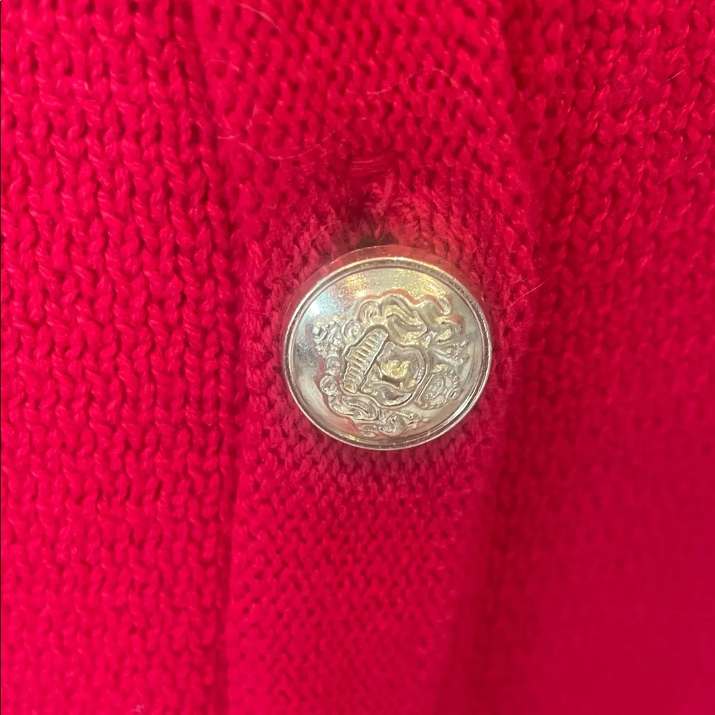 Red Button-Up Women's Sweater cardigan with gold buttons new medium - Image 3