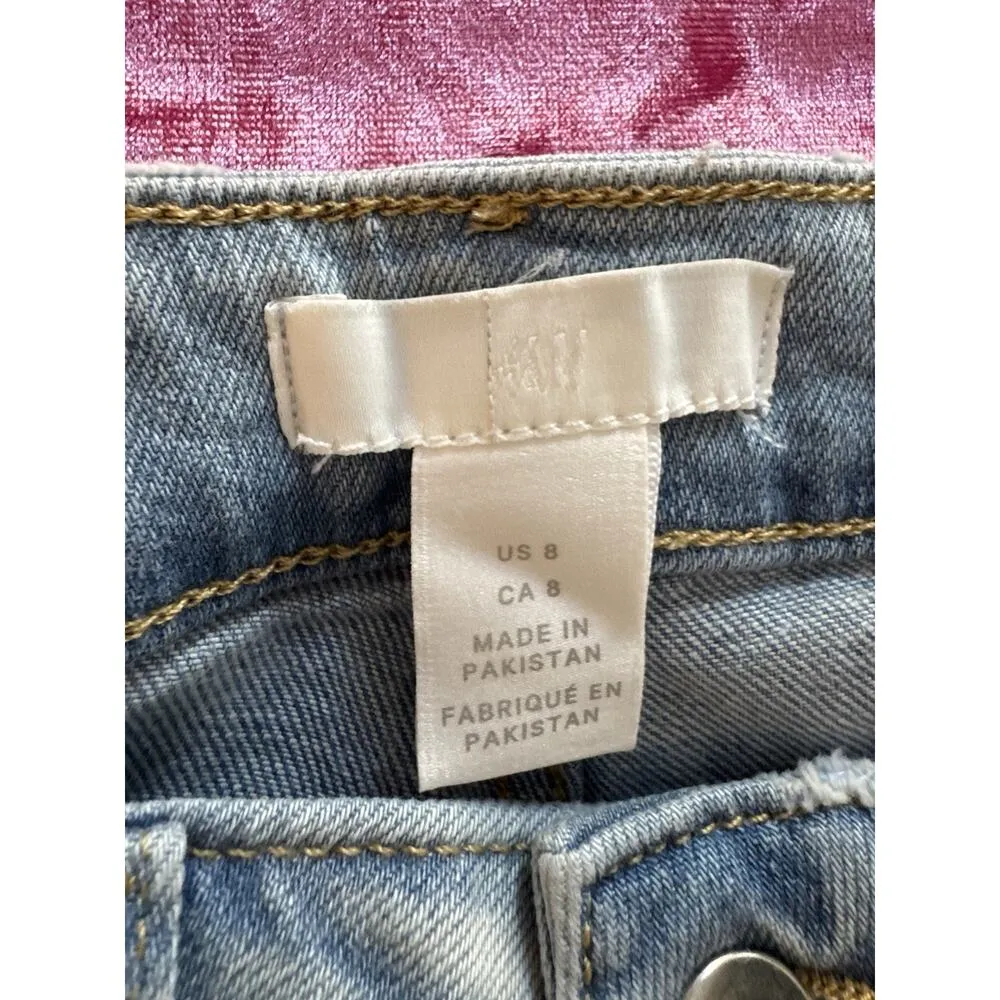 NWT H&M Denim Shorts Distressed Light Wash High Waisted Women's Size 8 summer - Image 3