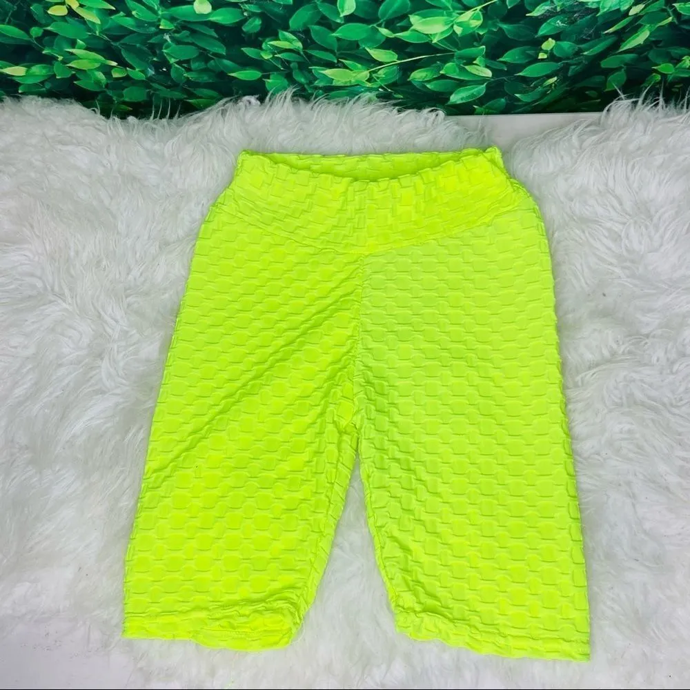 Neon yellow bright famous tik tok biker shorts S/M Yellow - Image 4