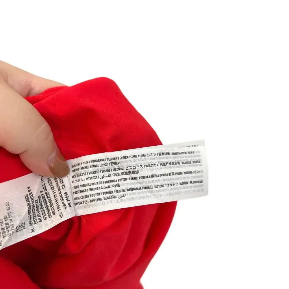 Abercrombie and Fitch Dress Sheath Tie Off the Shoulder Linen Blend Red Size 4‎ - Image 16