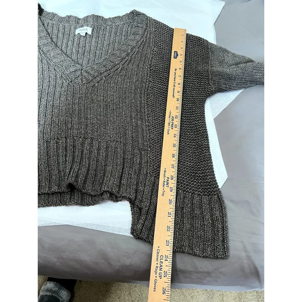 Pistola womens size L swewater brown chunky knit, high-low hem lagenlook - Image 5