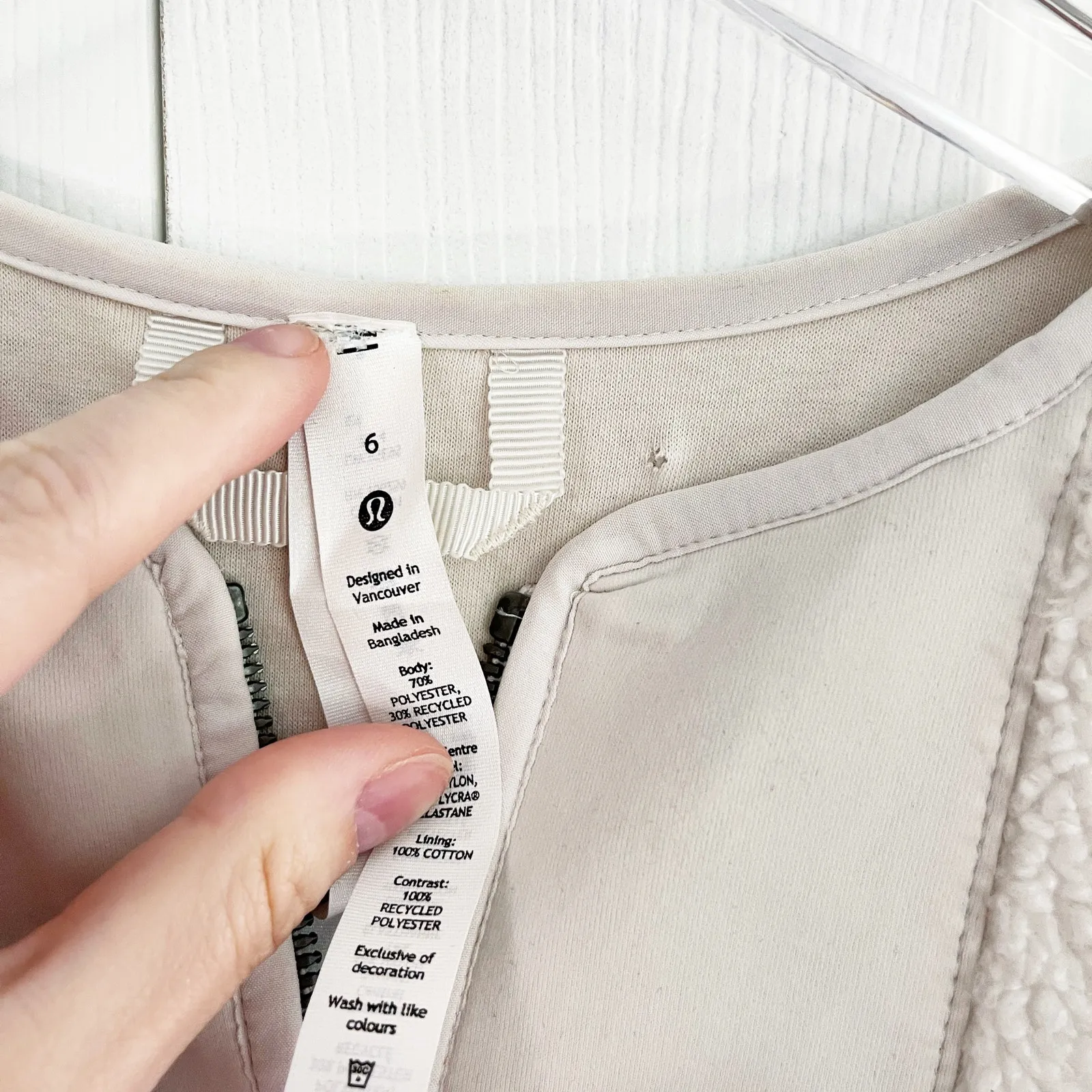 Lululemon Collarless Textured Fleece Full Zip in White Opal - Image 3