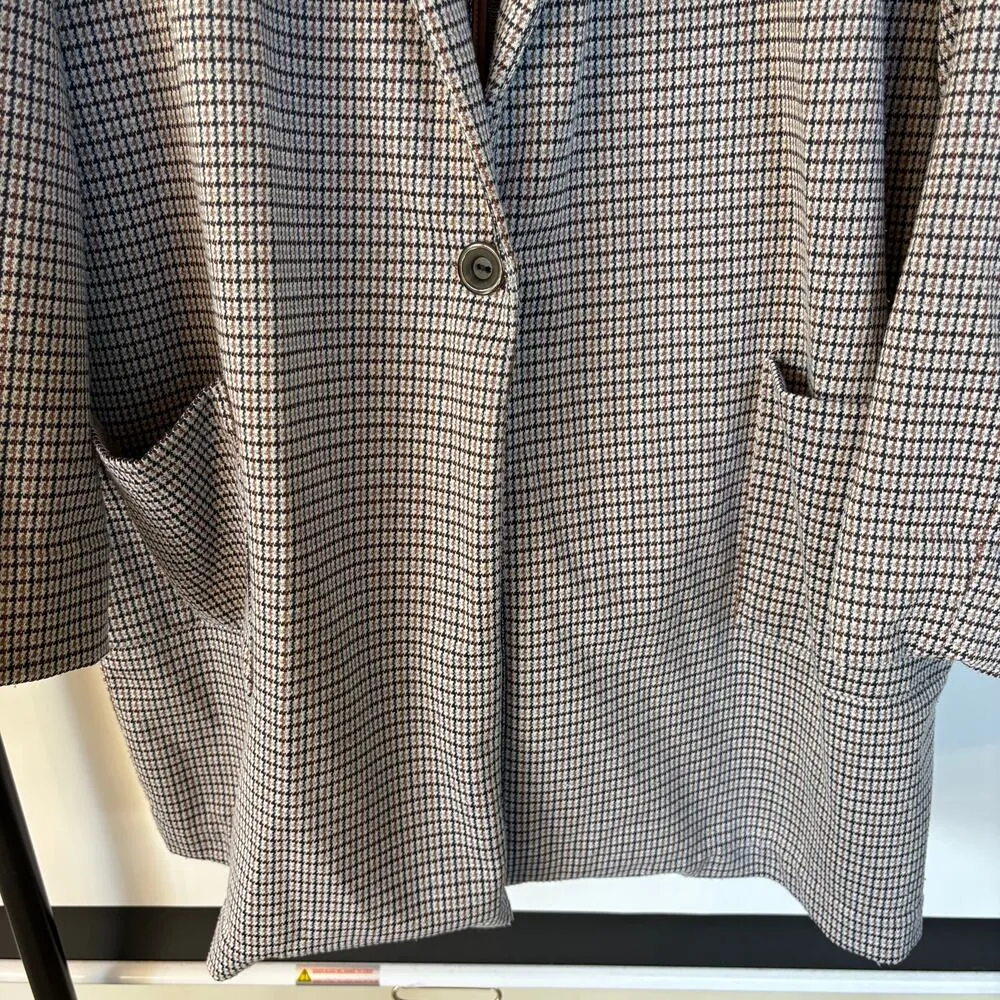 Philosophy Houndstooth Gray Long Coat Career Corpcore City Trench Classic 2X - Image 5