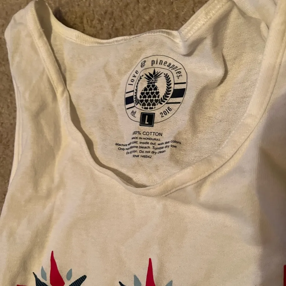 Womens Love&Pineapples red white blue USA patriotic tank top Size L - Image 2