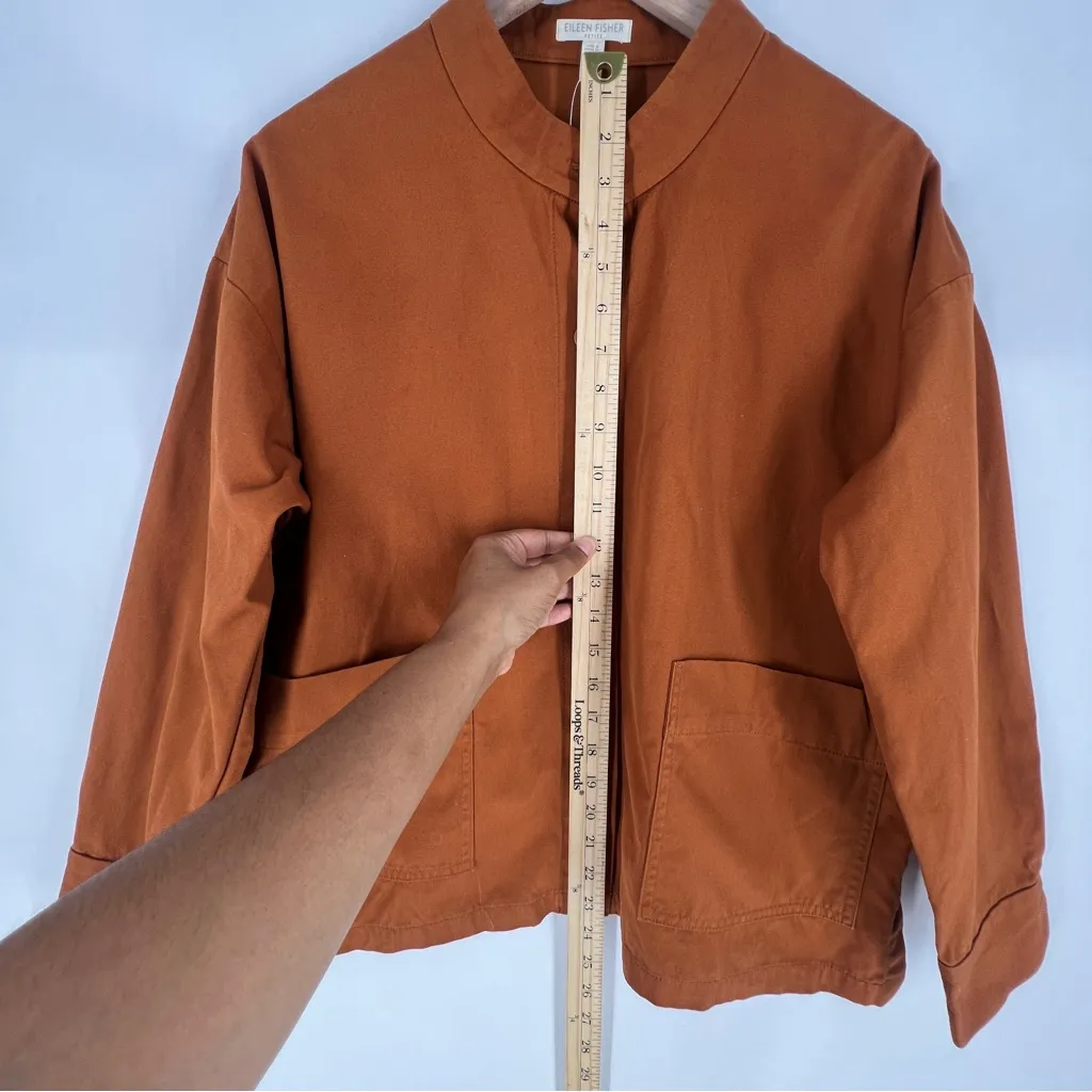 Eileen Fisher Terracotta Stand-Collar Organic Cotton Canvas Jacket $228‎ NWOT PL - Image 13