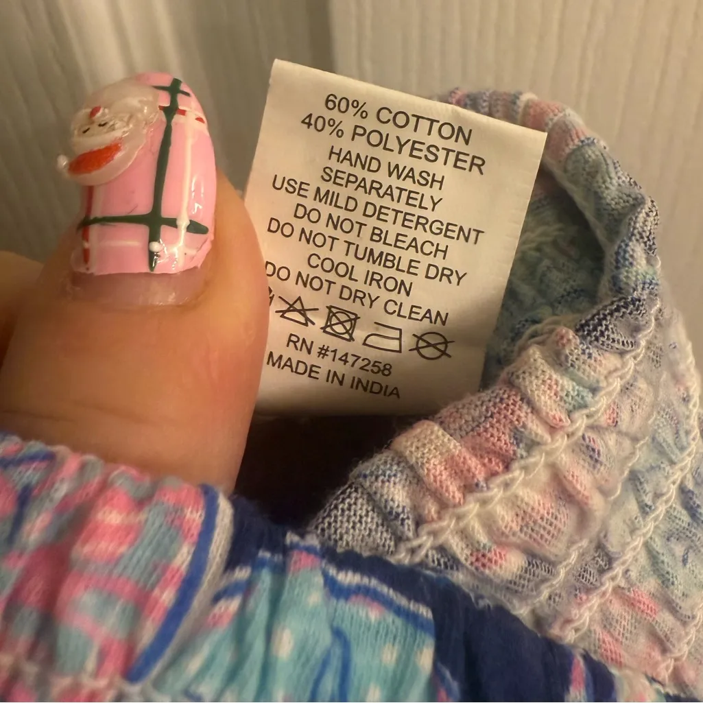 Simply Southern Blue Pink Seashell Shirred Smocked Blouse Crop Top - size XXL - Image 7