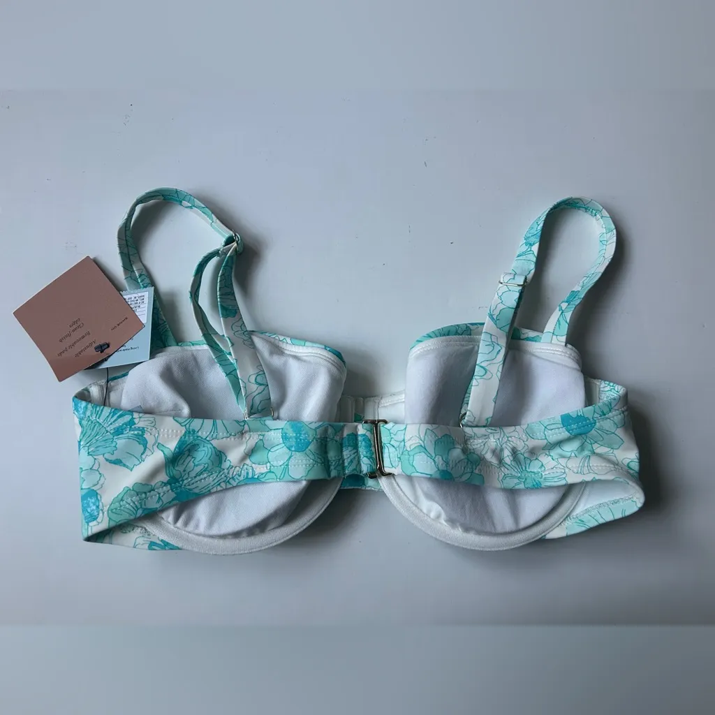NWT Shade & Shore Women’s Shirred Balconette Underwire Bikini Top Floral Print - Image 2