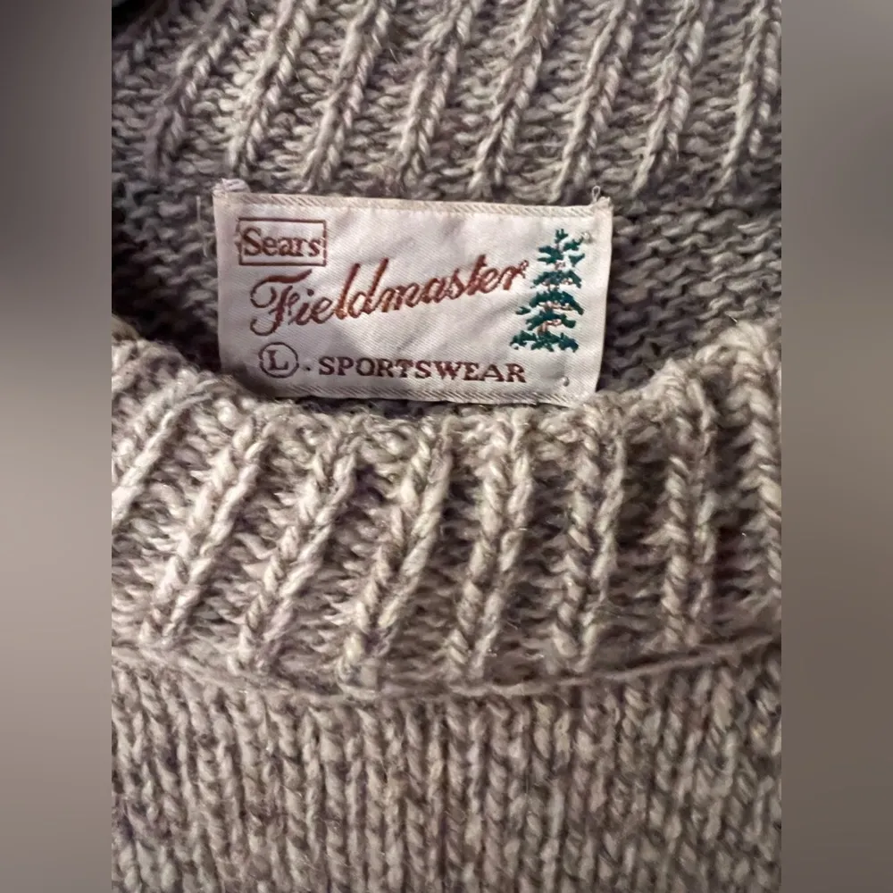 Vintage Women’s Woven Sweater Oatmeal Sz Lg SEARS / FIELDMASTER Thick Sweater - Image 3