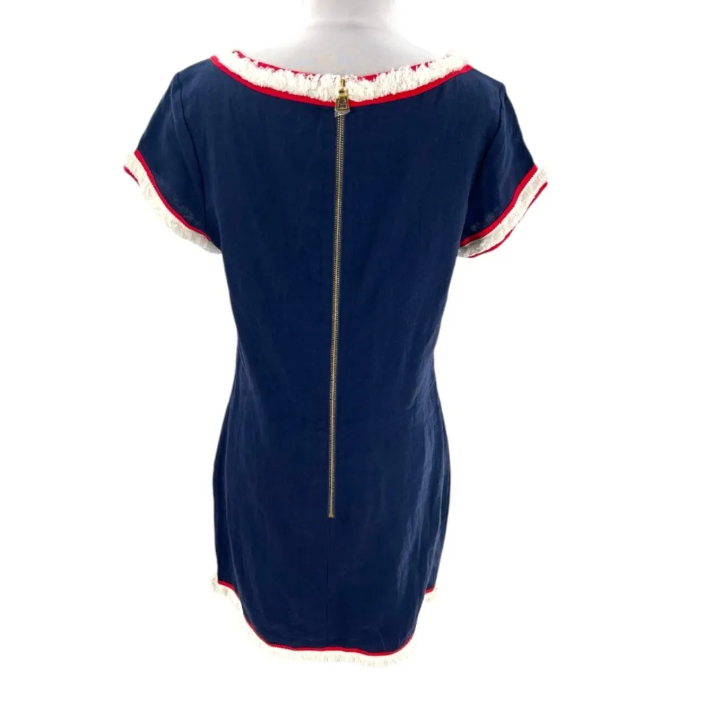 Sail to Sable Tuckernuck linen dress fringe trim sz 10 - Image 2