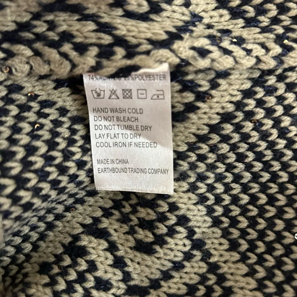 Women's Multicolor Patterned Sweater with bling sparkly gold flecks - Image 10