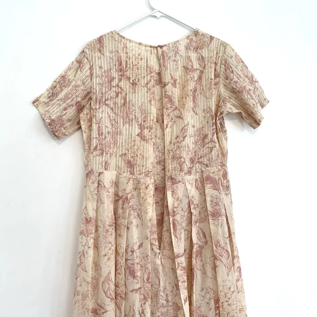VINTAGE VTG LAURA ASHLEY Cream Beige Pink Floral Cottagecore Midi Tea Dress 12 - Image 15