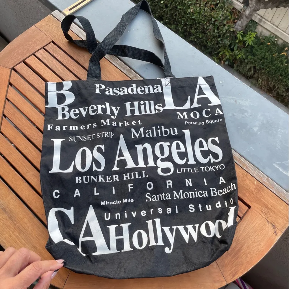 Los Angeles Canvas Tote Bag Black - Image 2