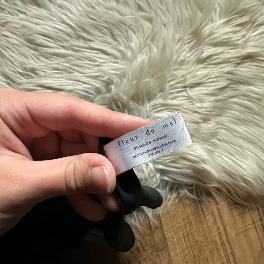 FLEUR DU MAL Black Satin Bow Silk Slip Dress Size M - Image 10