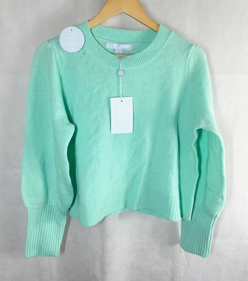 Hill House The Cropped Sylvie Sweater Size Large Ocean Wave Merino Wool - Image 1