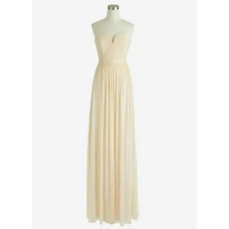 J.Crew Strapless Silk Arabelle Gown Pale Cream Butter Yellow Size 10 - Image 2