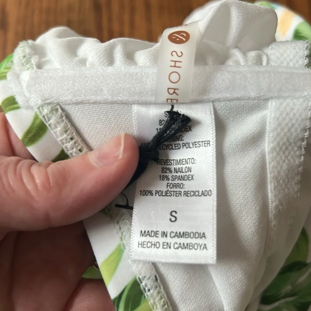 Shade & Shore Bandeau Tie-Front Cutout One Piece Tropical Print Size Small NWT - Image 6