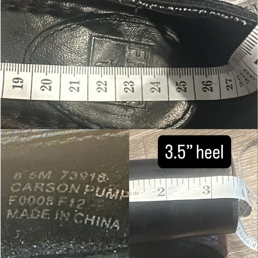 Frye Carson Leather Block Heel Pump Black Round Toe Classic Preppy Mod Retro 8.5 - Image 8