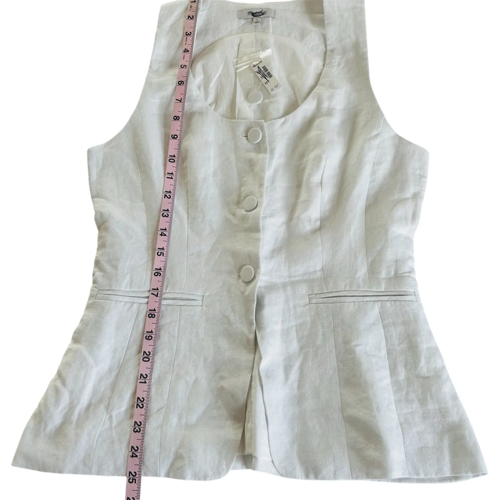 Madewell Scoopneck Cutaway Vest in Drapey Twill Salt White Women’s Size 4 NWT - Image 4