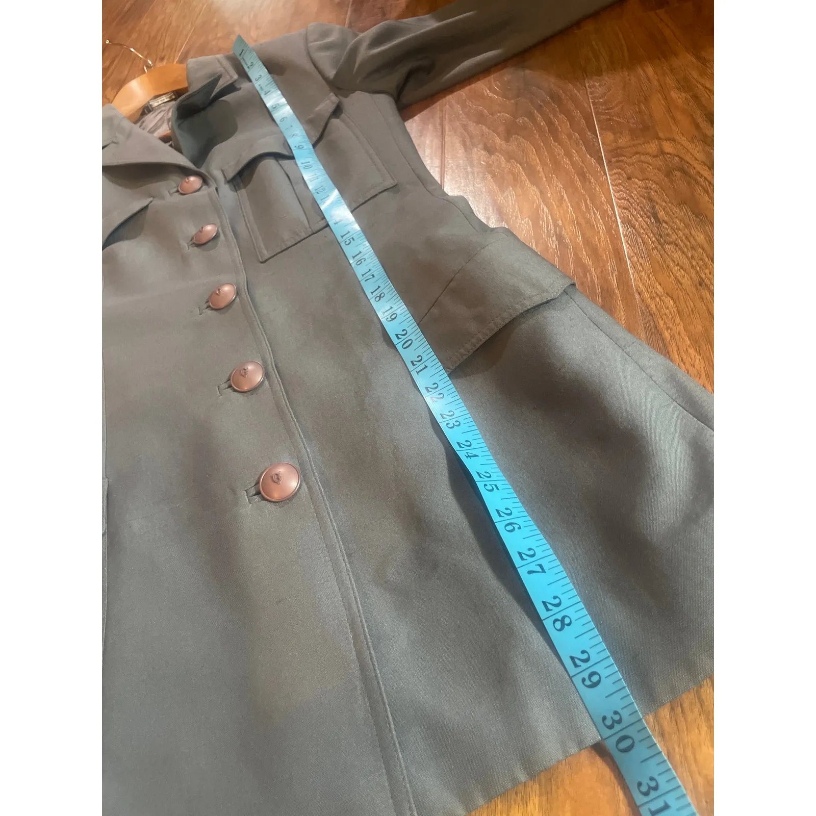 VERSACE Couture Gray Fitted Military Jacket Dress Length Size 4 - Image 6