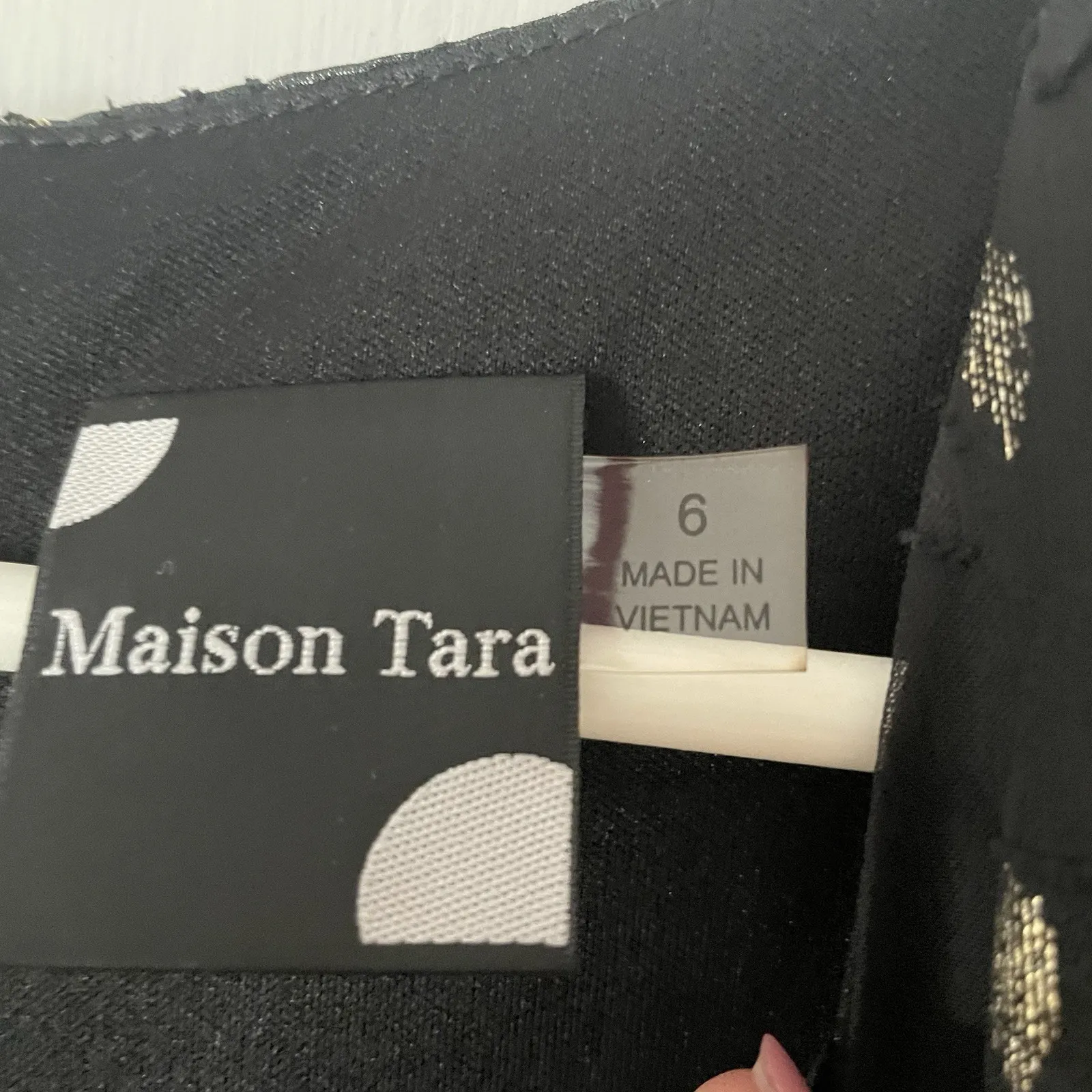 Maison Tara Vneck Black Gold Detail Long Ruffled Elegant Classy Classic Dress 6 - Image 4