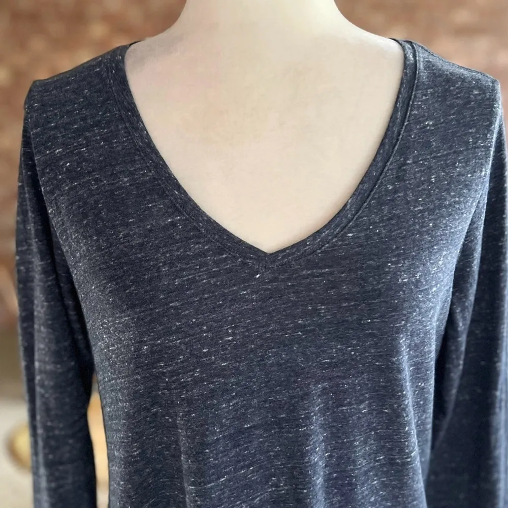 Sonoma Everyday Top Blue Heathered Tee Shirt S Casual Work Long Sleeve V-Neck - Image 2