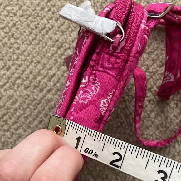 Vera Bradley Mini Hipster Crossbody Purse Pink Stamped Paisley Bag Pockets NWT - Image 8