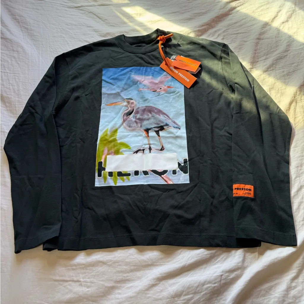 Heron Preston Green Censored Heron T-Shirt - Image 5