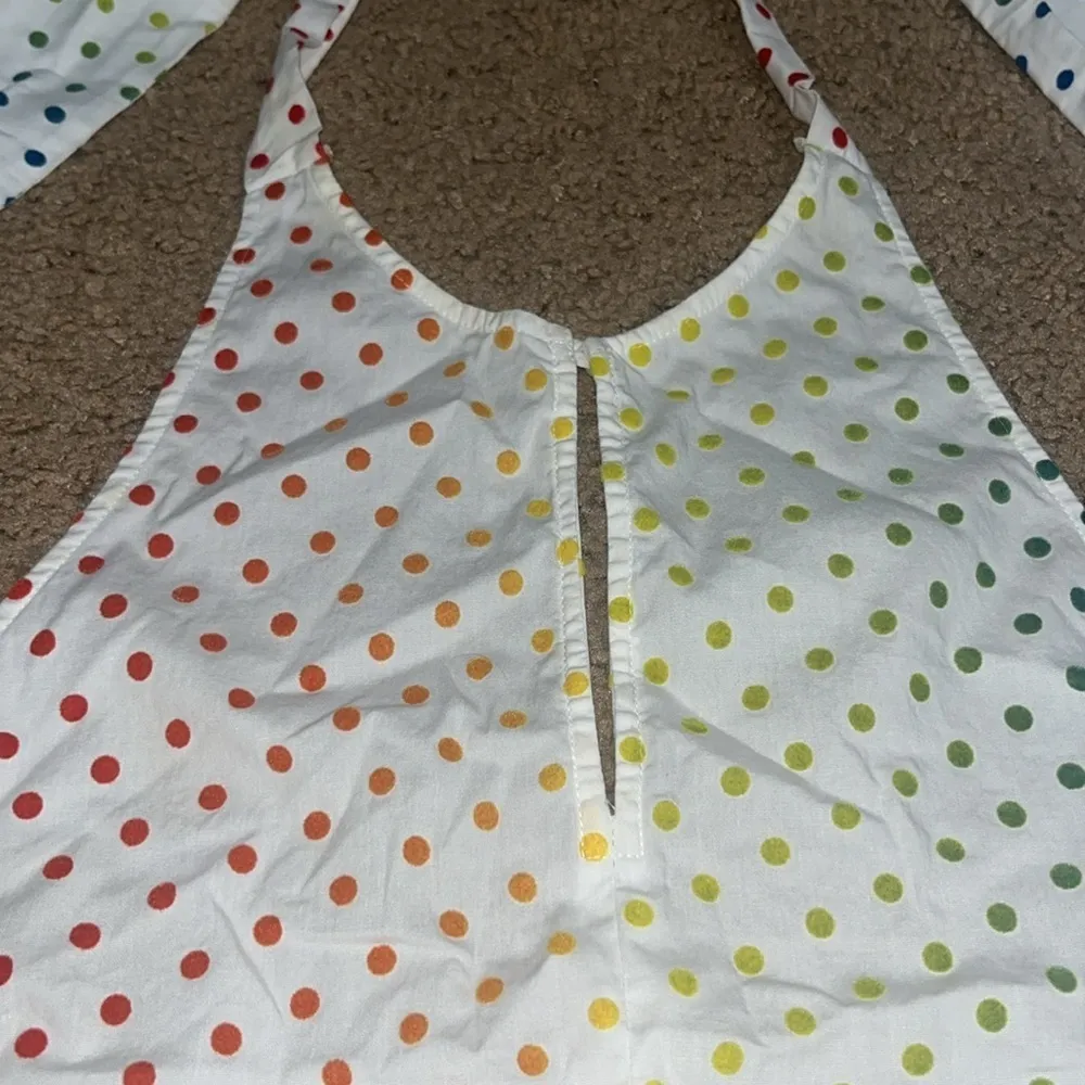 Rosie Assoulin Polka Dot Flocked Cotton Blend Poplin Halter Dress Rainbow 6 White - Image 4