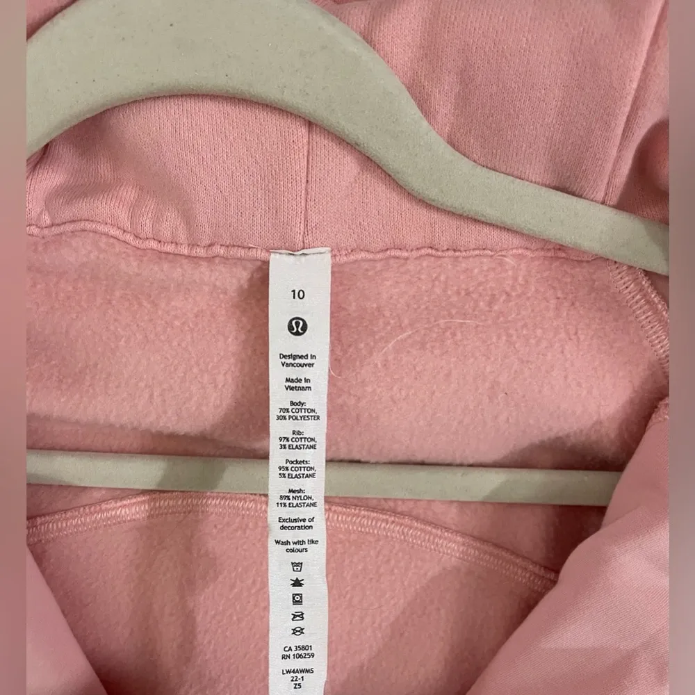 Lululemon Scuba Hoodie Jacket Full Zipper Light Cotton Fleece Super Soft Pink 10 - Image 8