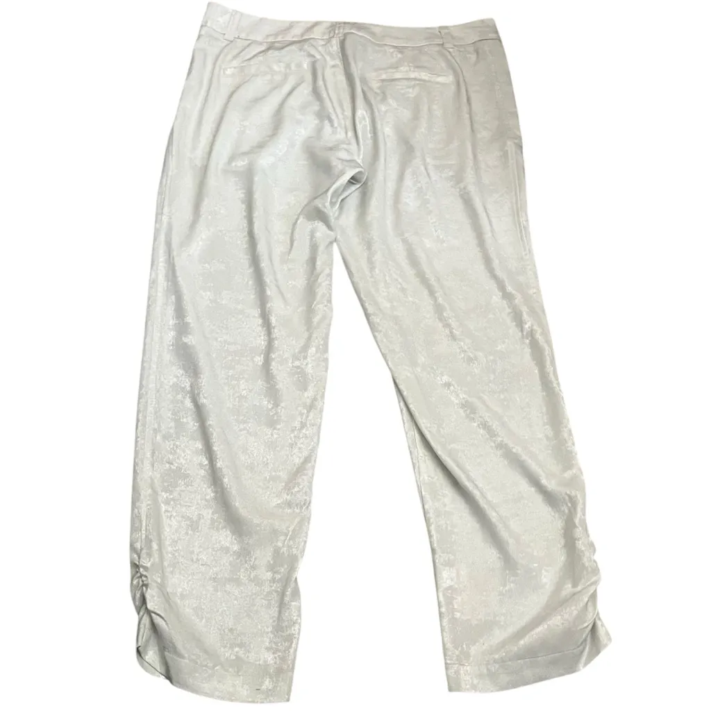 David Lerner Ruched Ankle Metallic White Pants 100% Polyester Women's M Party - Image 3