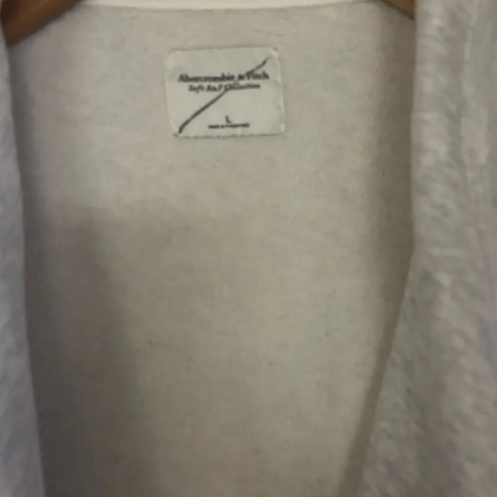 Abercrombie & Fitch Gray Cardigan Sweater with Waterfall Collar size L - Image 2