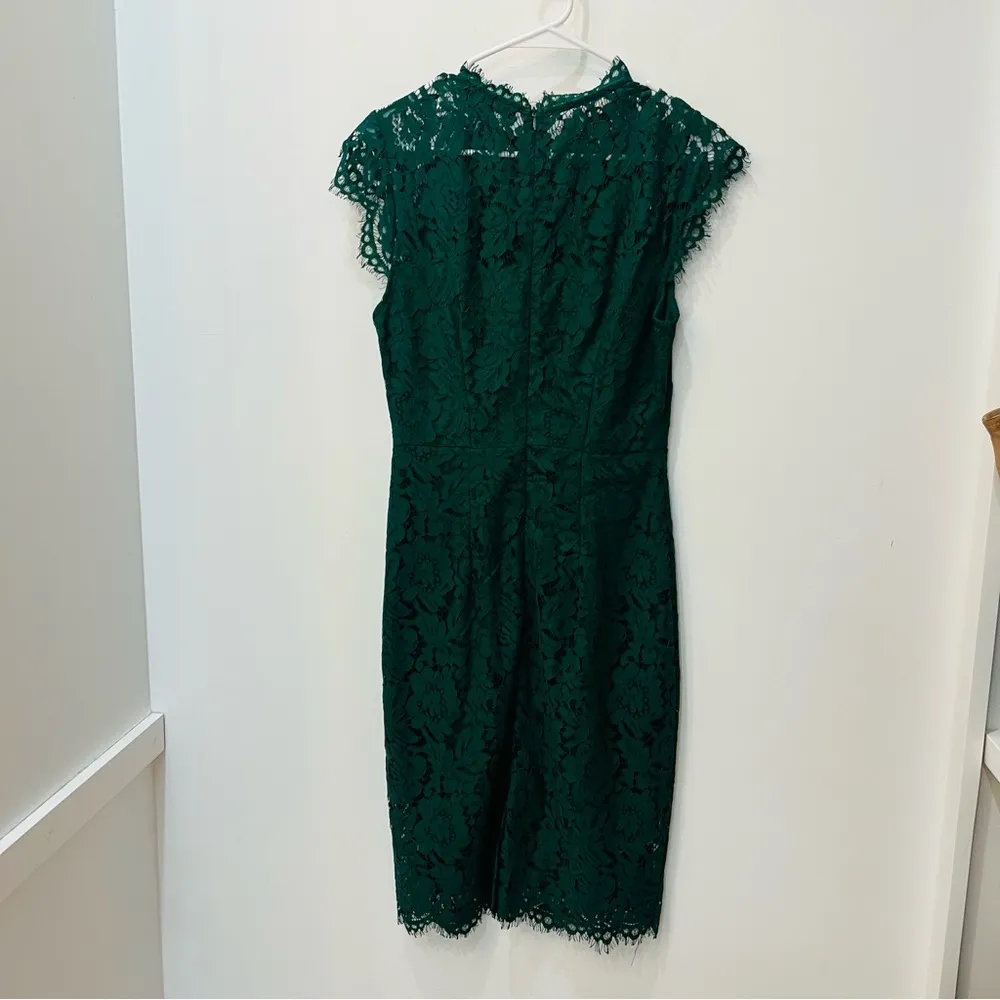 MEROKEETY Women's  Lace Cocktail midi Dress Crew Neck small green - Image 5