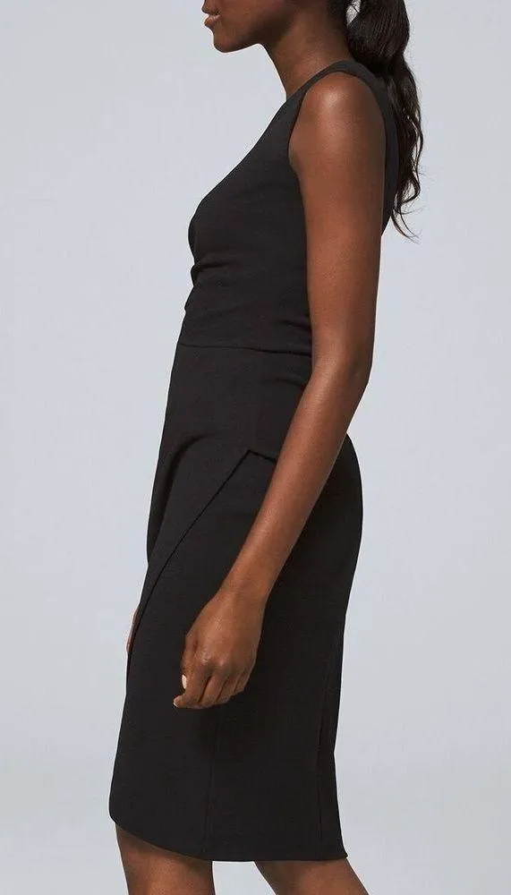 White House Black Market Sleeveless Faux Wrap Pleat Accent Dress Black Size 0 - Image 3