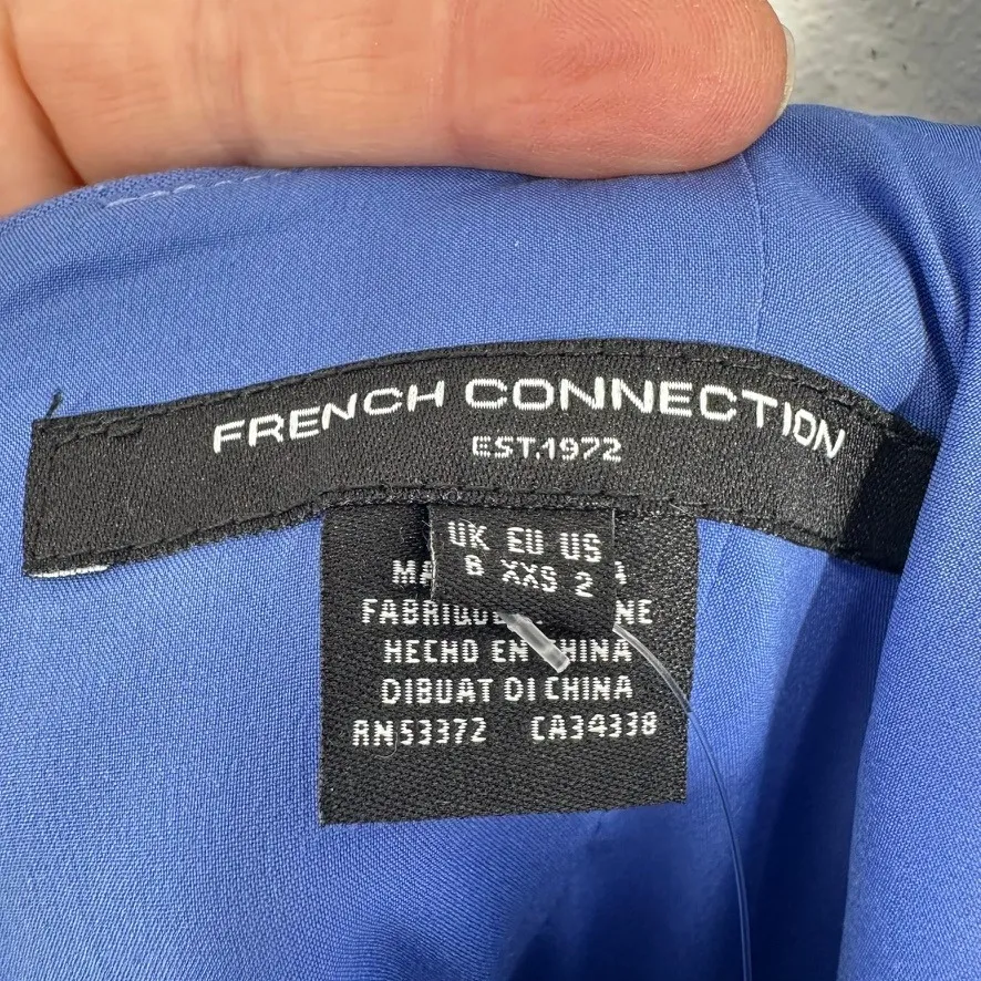 French Connection Baja Blue Whisper Foldover Square Neck Mini Dress Size 2 - Image 7
