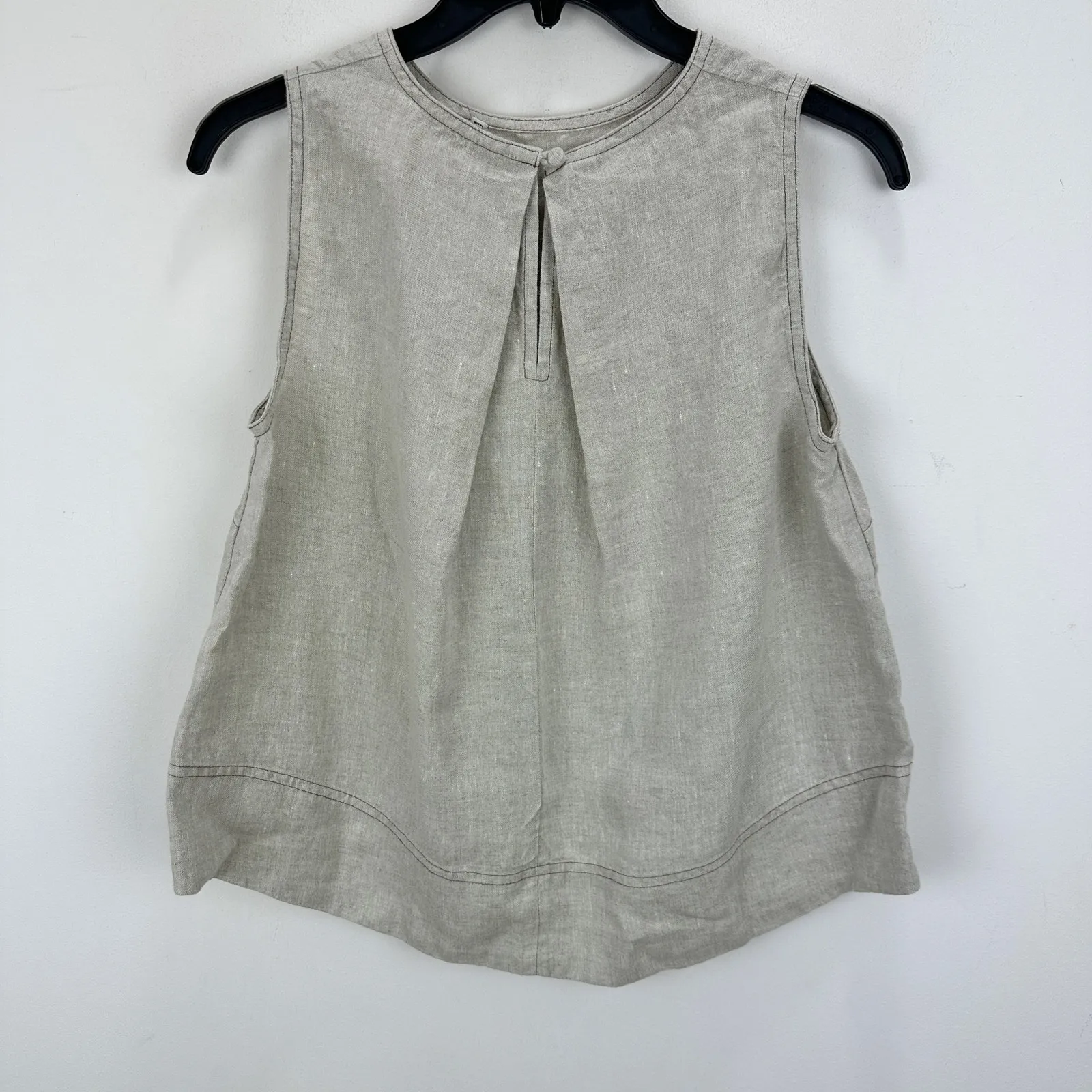 Madewell Linen Pleated Shell Top Sleeveless Minimalist Oat Beige XS NWT - Image 11