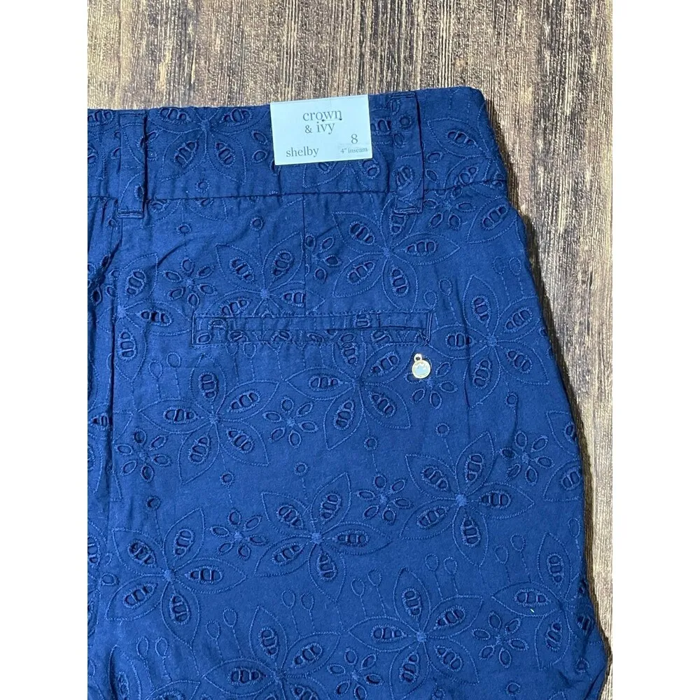 NWT Crown & Ivy Shelby Scallop Navy shorts size 8 - Image 6