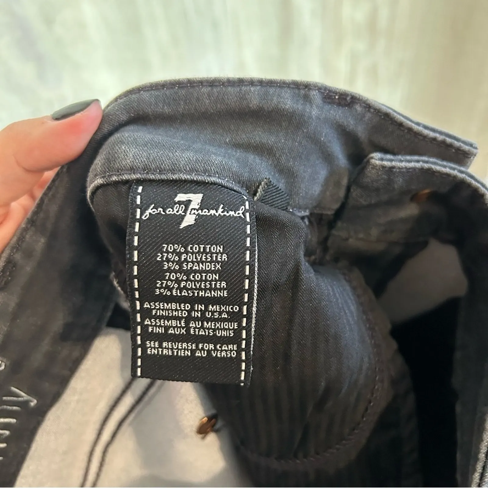 7 For All Mankind High Waist Ankle Skinny Jeans Stretch Washed Black $189 NWT 26 - Image 10