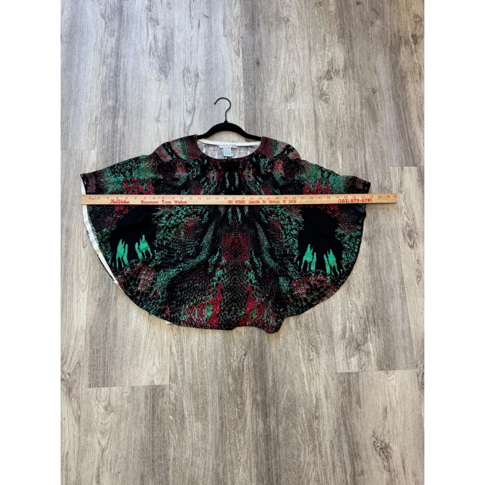 Alberto Makali Poncho Top Rhinestone Embellished Knit‎ Bohemian Festival Size S - Image 5