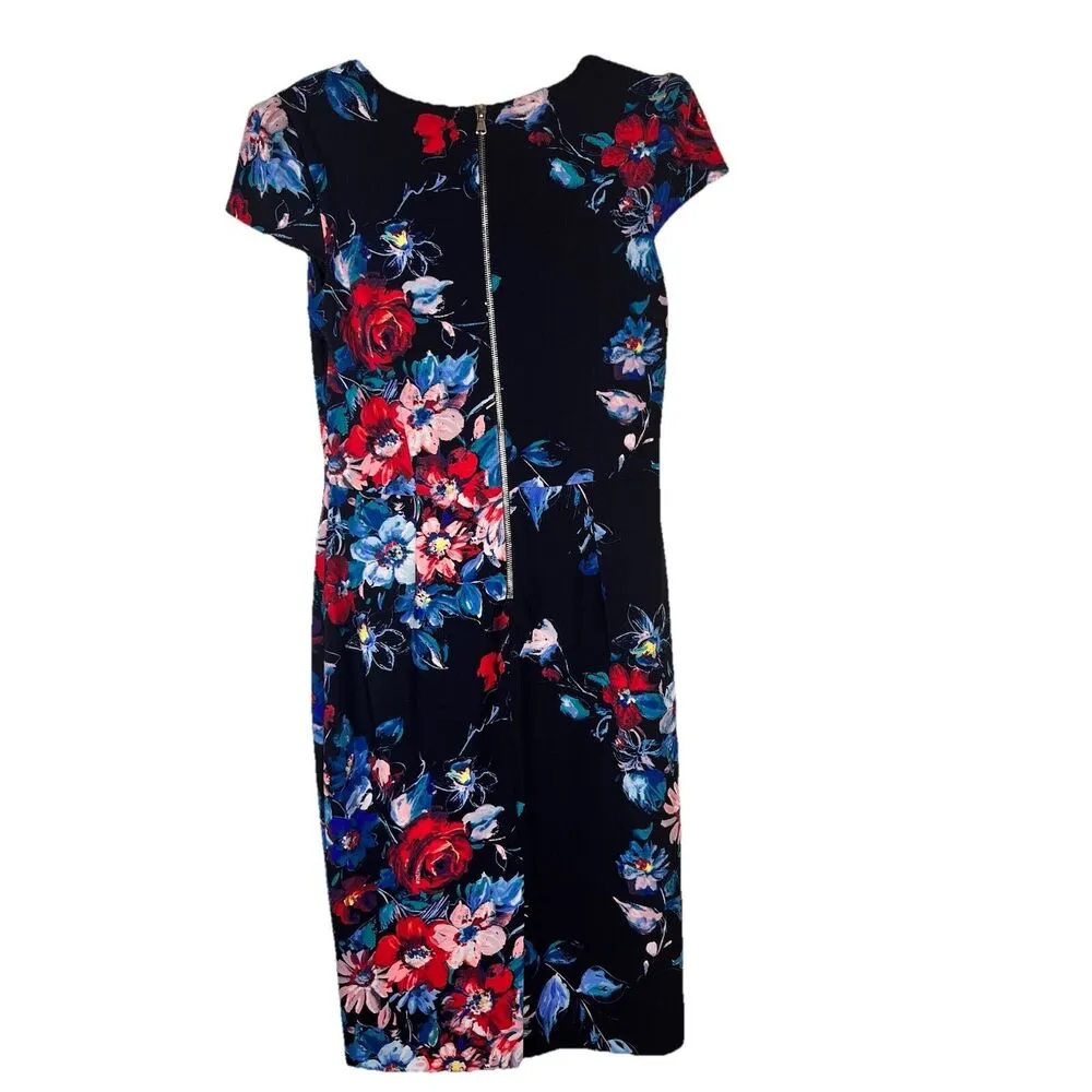 Betsey Johnson Woman’s Size 8 Multicolor Floral Cap Sleeve Midi Sheath Dress - Image 3
