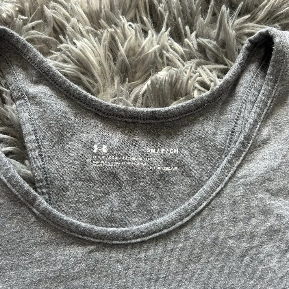 Under Armour Heat Gear Womens Small S Sleeveless Tank Top Gray Black Sparkle - Image 3