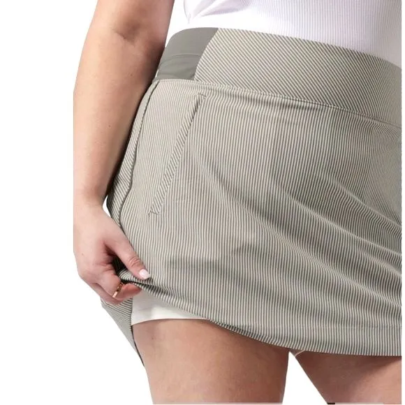 NWT Athleta Brooklyn Skort Size 14 Textured 16” Pull On Gray Ivory Stripe NEW - Image 6
