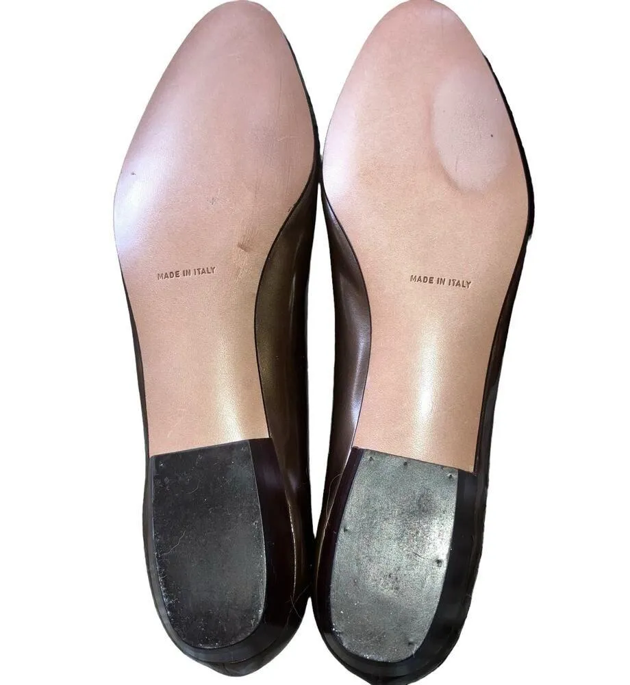 Vintage 90s Salvatore Ferragamo Boutique Bronze Shoestring Bow Ballet Flat-7.5 - Image 7