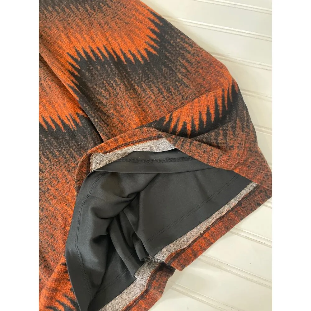 Metaphor Black & Orange Print Half Sleeve Round Neck Mini Shift Dress Size 12 - Image 4