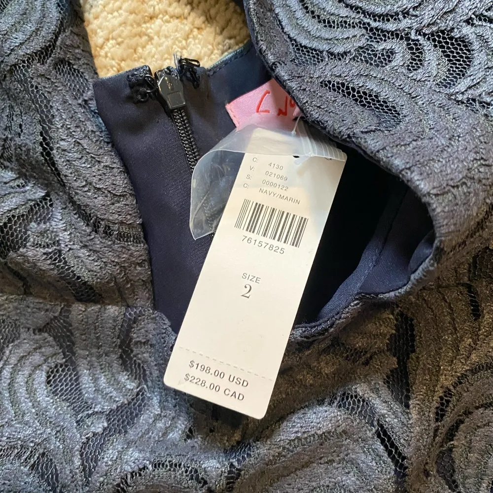 NWT Eva Franco Twofer halter dress lace vegan leather Blue Size 2 - Image 4