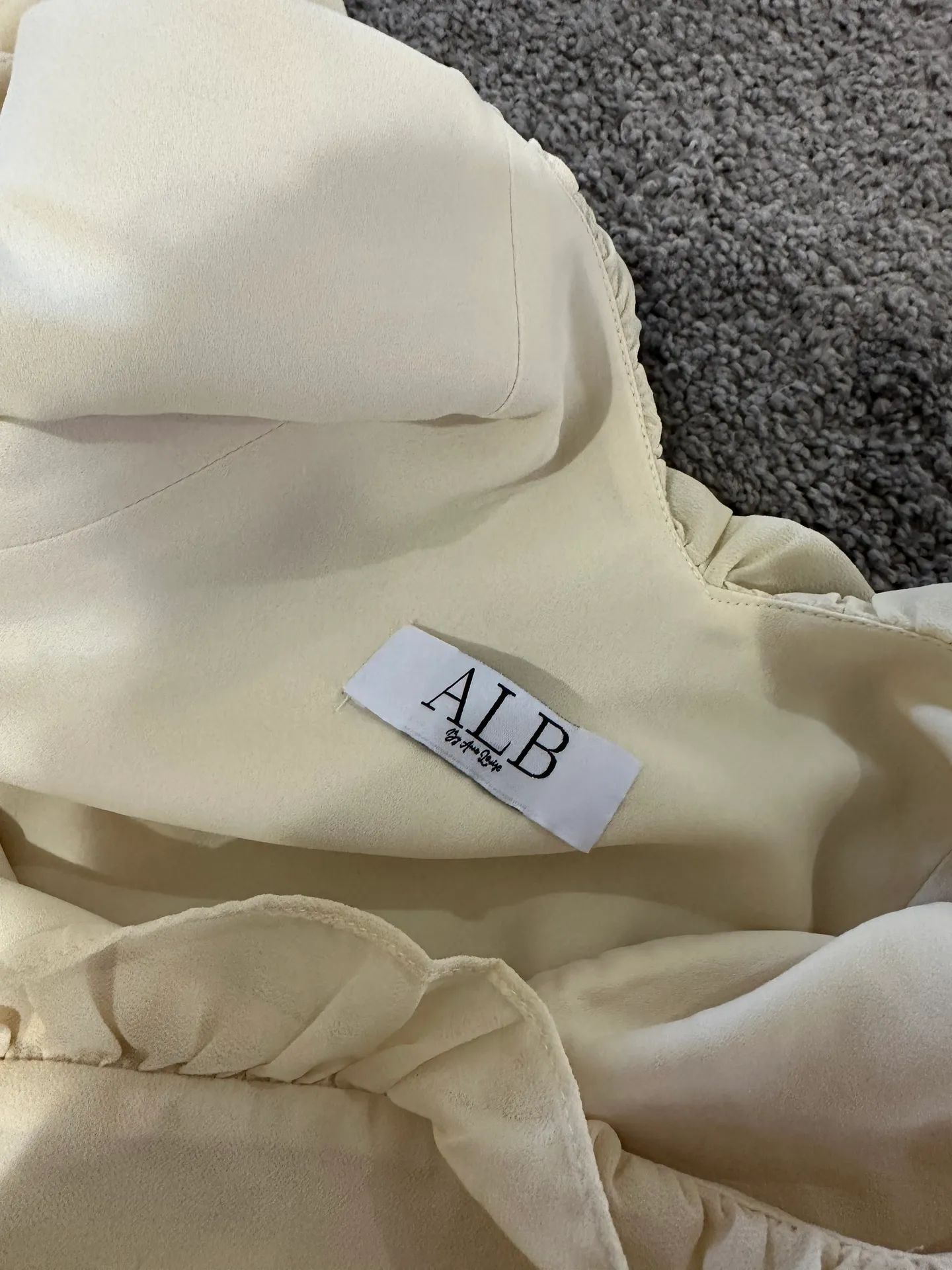 Anne Louise Boutique Ruffle Maxi Gown Tan Size 6 - Image 8