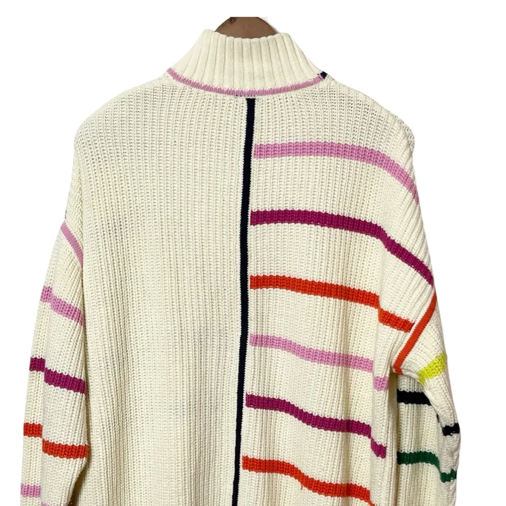Staud Hampton Sweater Women’s XS Striped Zip Oversized Preppy Cozy Pullover - Image 6