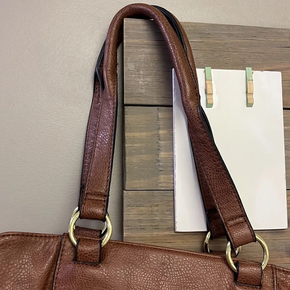 Marc Fisher  Brown Zip Code Buckle Saddle Handbag - Image 3