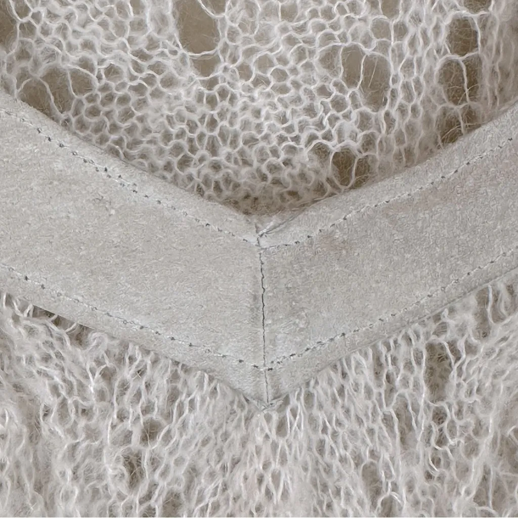 Black Sheep Ivory Boho Crochet Lace 3/4 Bell Sleeve Suede Trim Sweater Large - Image 4