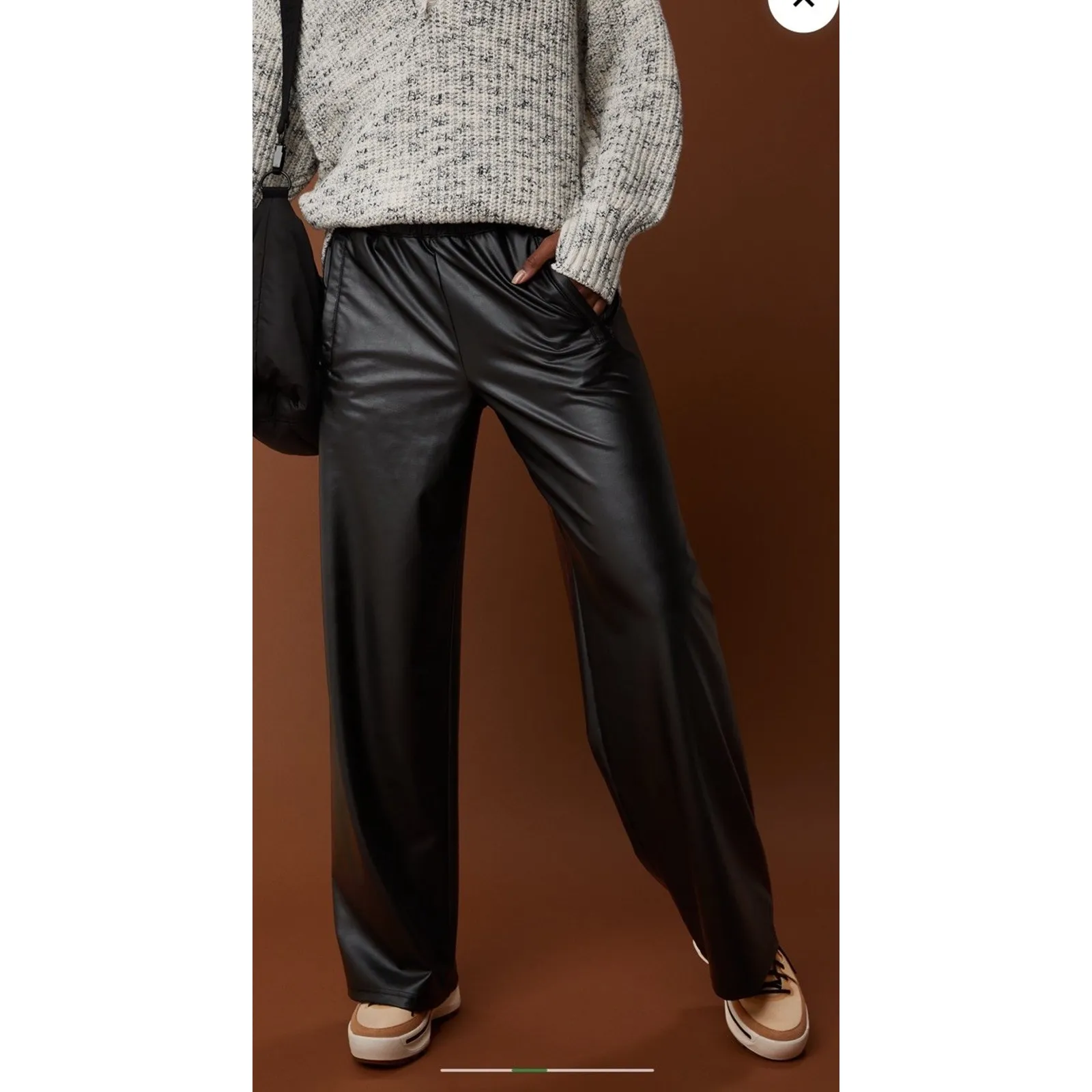 OFFLINE By Aerie Real Luxe Faux Leather Wide Leg Pant Size XL Long Black - Image 2