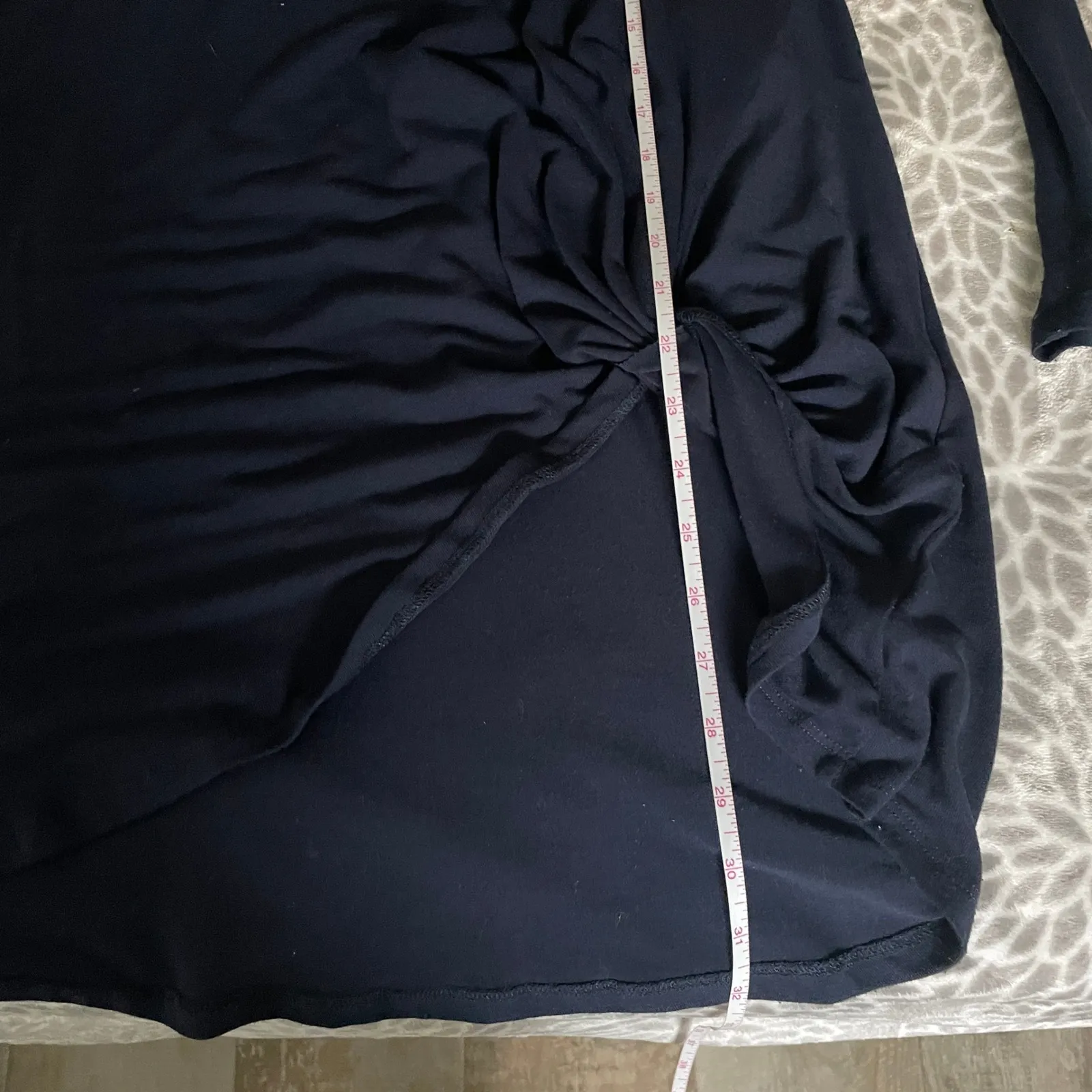 Long Sleeve Knit Tunic Top Womens Medium Navy Blue  Knot Detail Cozy Layer Comfy - Image 6